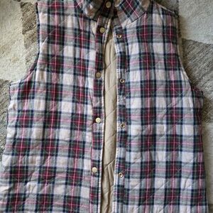 Plaid Women's Vest Double Sided Monogram H On One Side